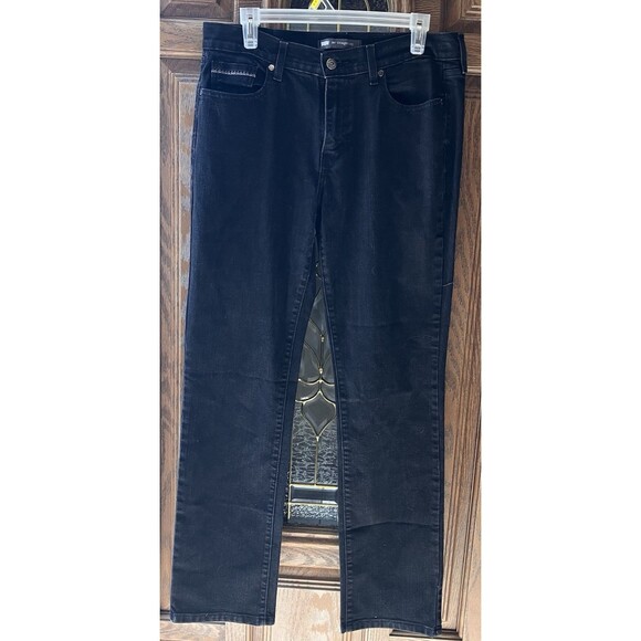 Levi's 505 Jeans Women's Size 10L Black Mid-Rise Straight Leg Denim 34" Inseam - Picture 1 of 15